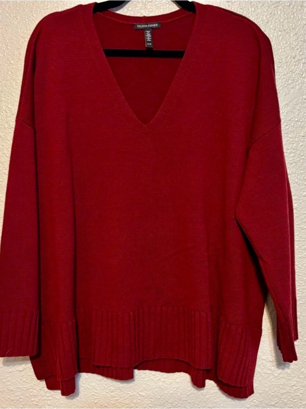 Eileen Fisher V-Neck Sweater in Rust Red - Picture 3 of 9